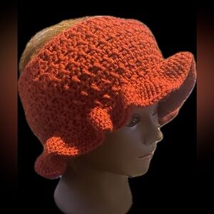 Handcrafted maroon Crochet Hat topless. Perfect for high ponytail’s.